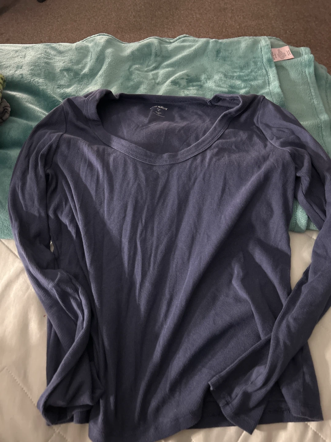Old Navy Blue Ribbed Long Sleeve Top