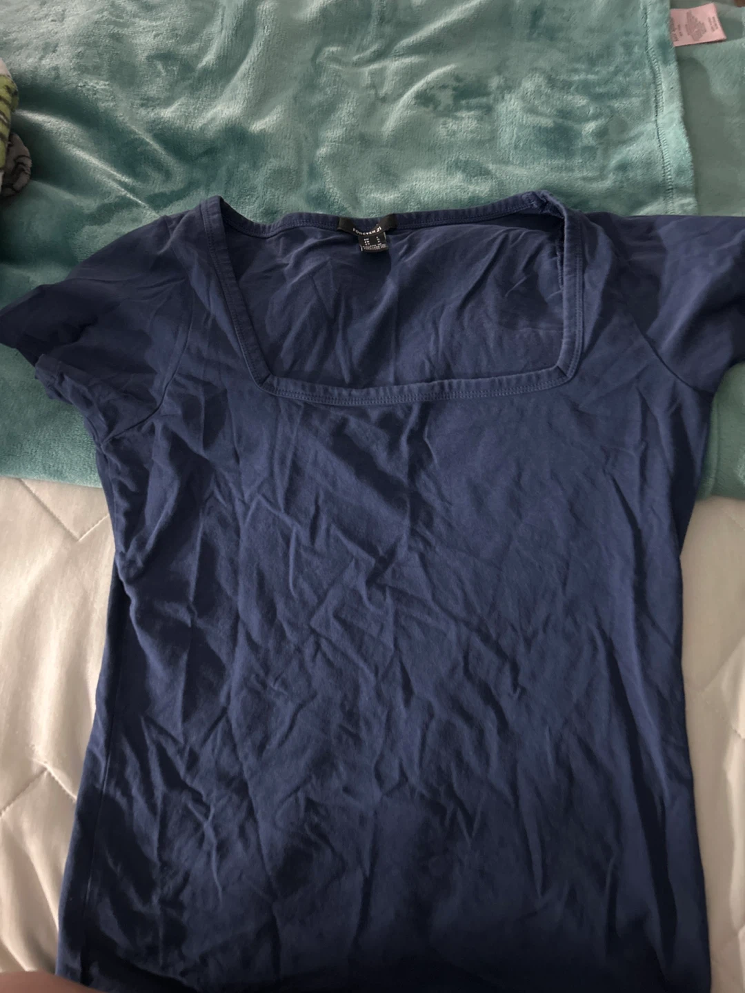 Forever 21 Blue Square Neck Top