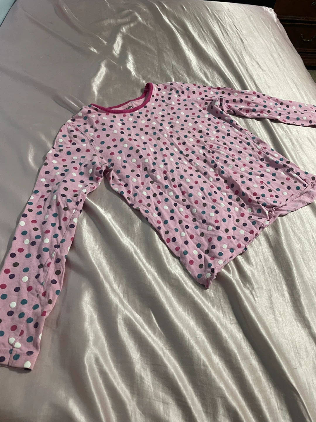 Pink polka dot long sleeve shirt