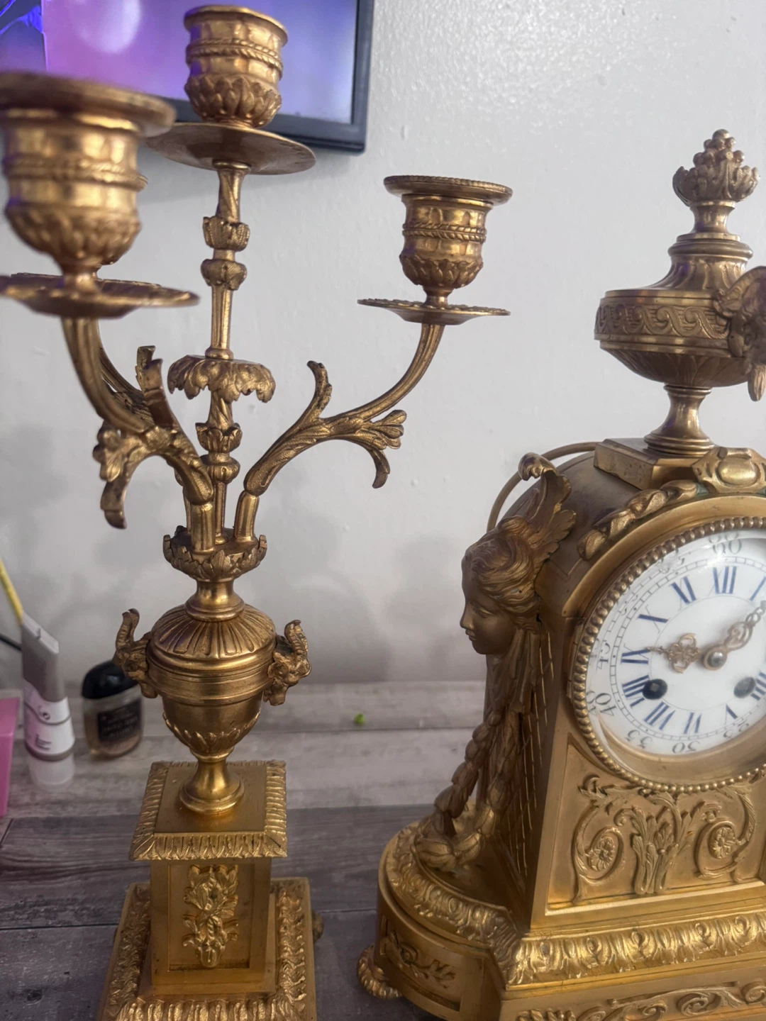 Antique French gilt bronze set Japy Freres 1860-1890 - photo 5