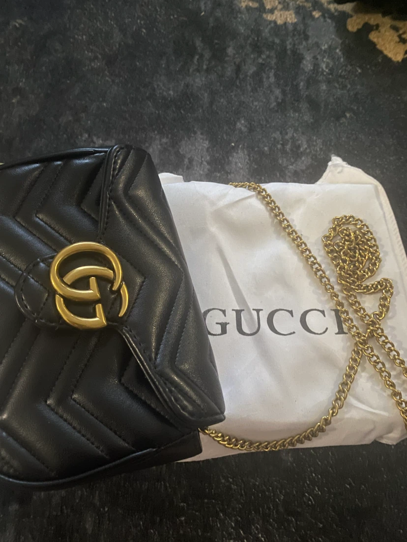Gucci Black Leather Marmont Matelassé Mini Bag