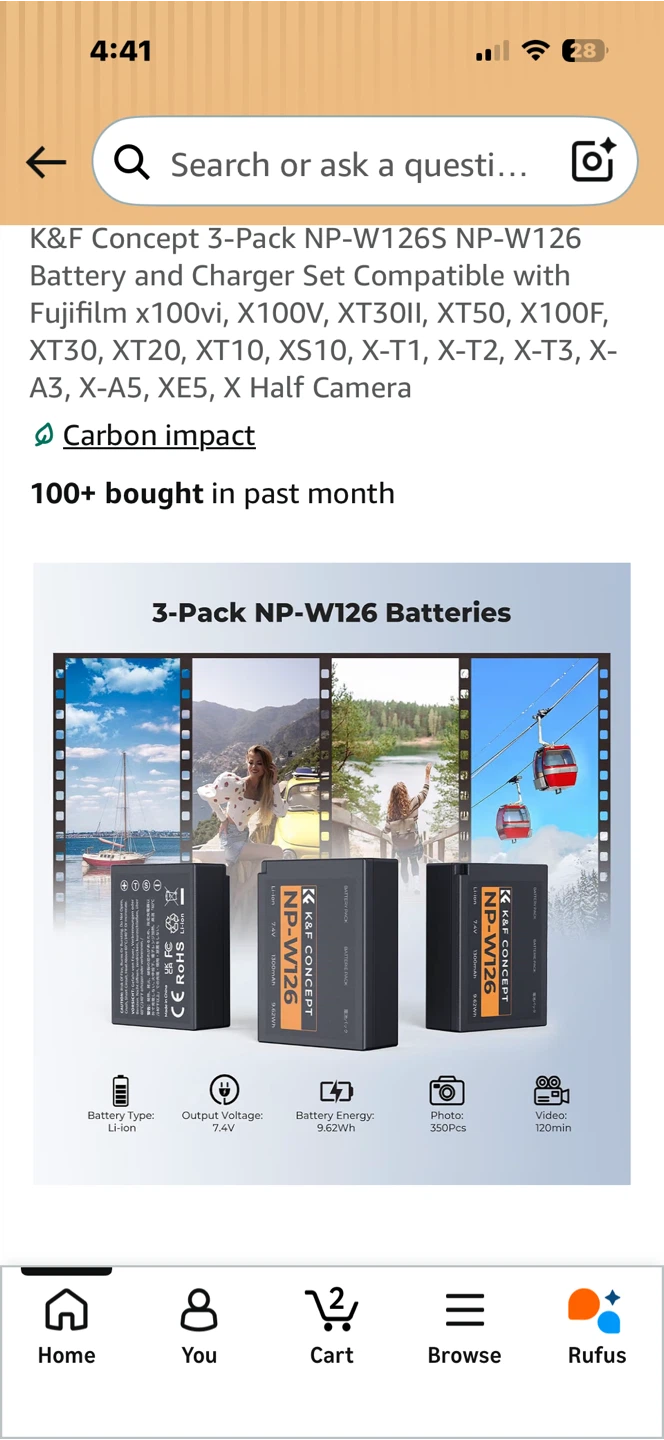 K&F Concept 3-Pack NP-W126S Battery and Charger Set - photo 4