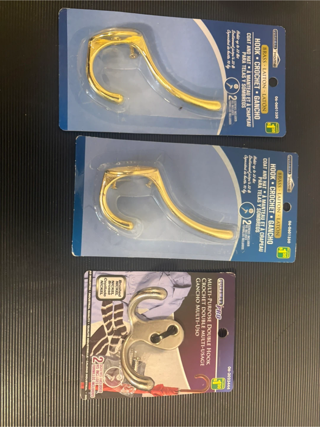 Juramax Home Brass Hooks (2 Pack) & Double Hook