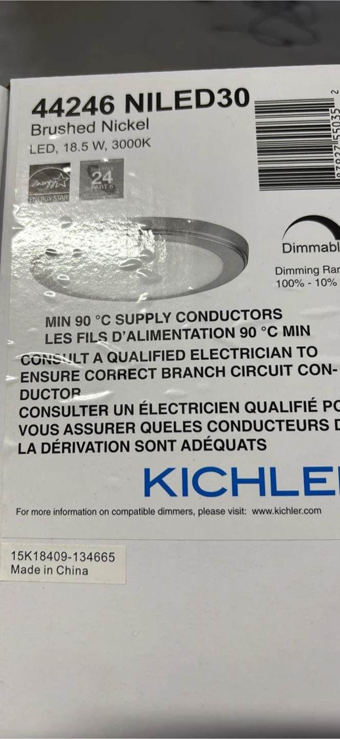 Kichler 44246 NILED30 Brushed Nickel LED Flushmount Light