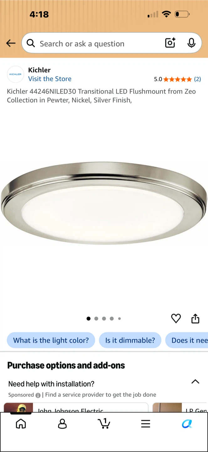 Kichler 44246 NILED30 Brushed Nickel LED Flushmount Light - photo 3