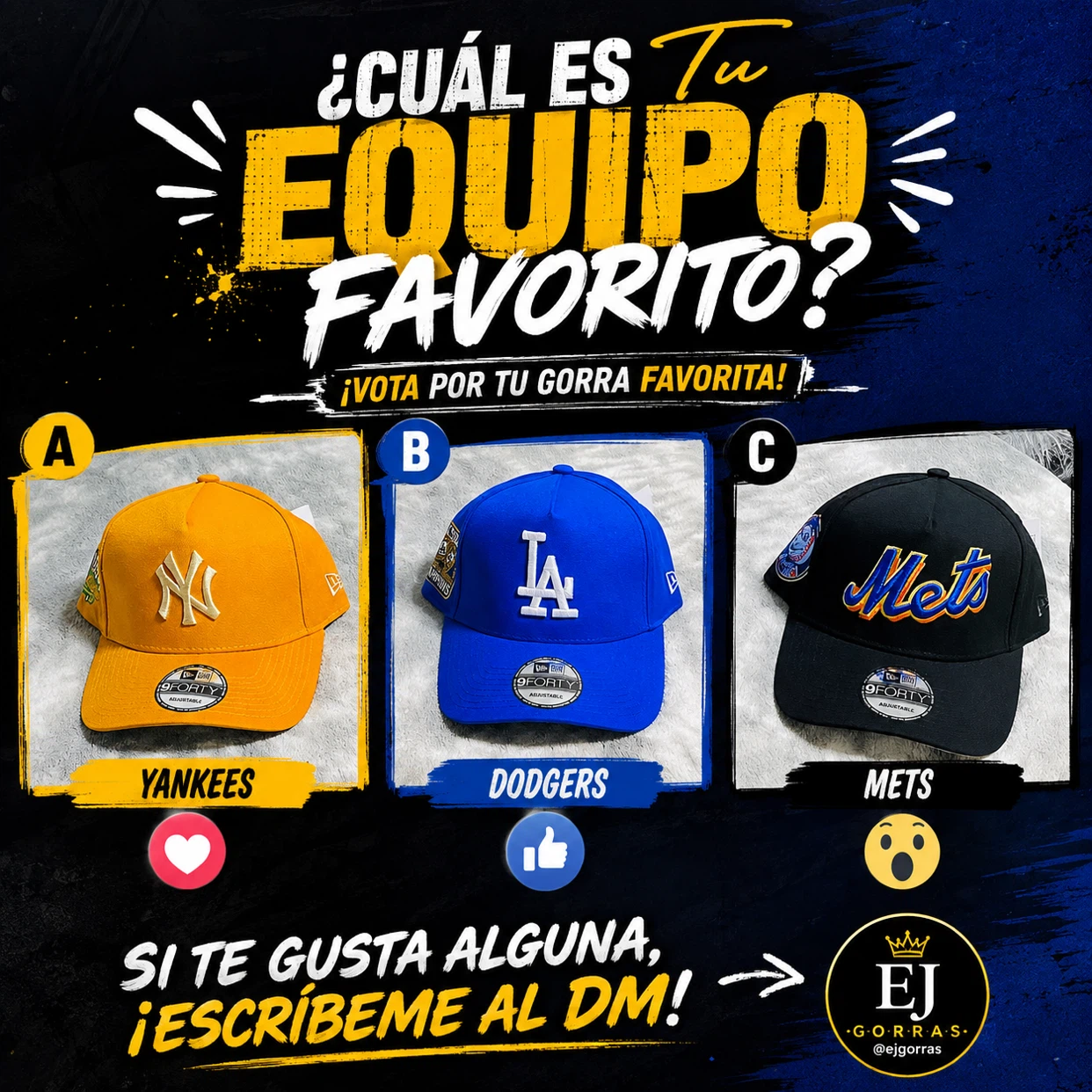 New Era Baseball Caps - Yankees, Dodgers, Mets