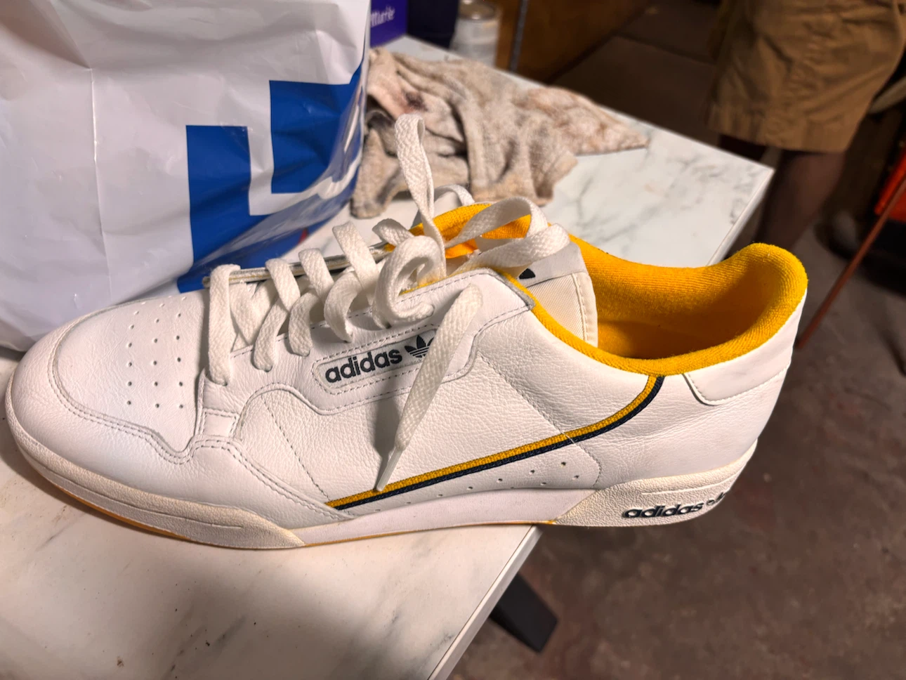 Adidas Continental 80 Shoes White Yellow Size 13.5 US