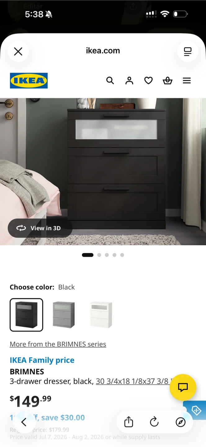 2 IKEA BRIMNES 3-drawer dresser, black - photo 2