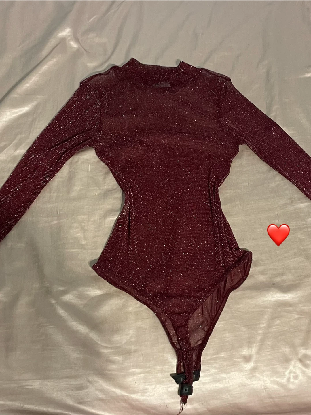 Sparkly Burgundy Mesh Bodysuit