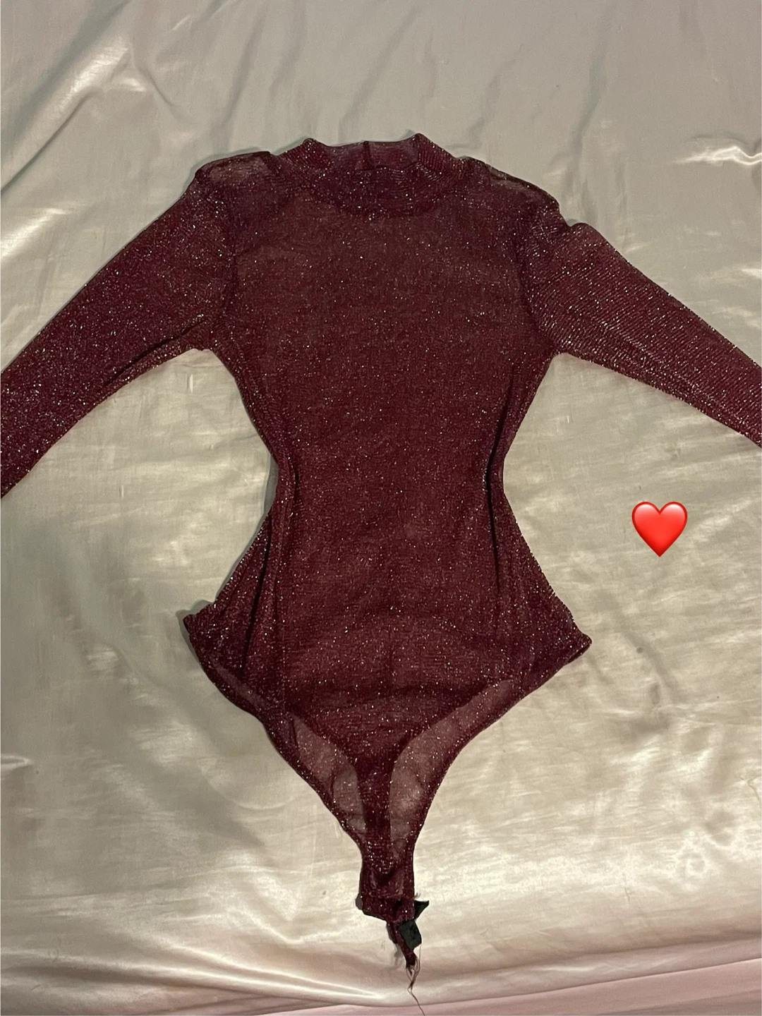 Sparkly Burgundy Mesh Bodysuit - photo 3