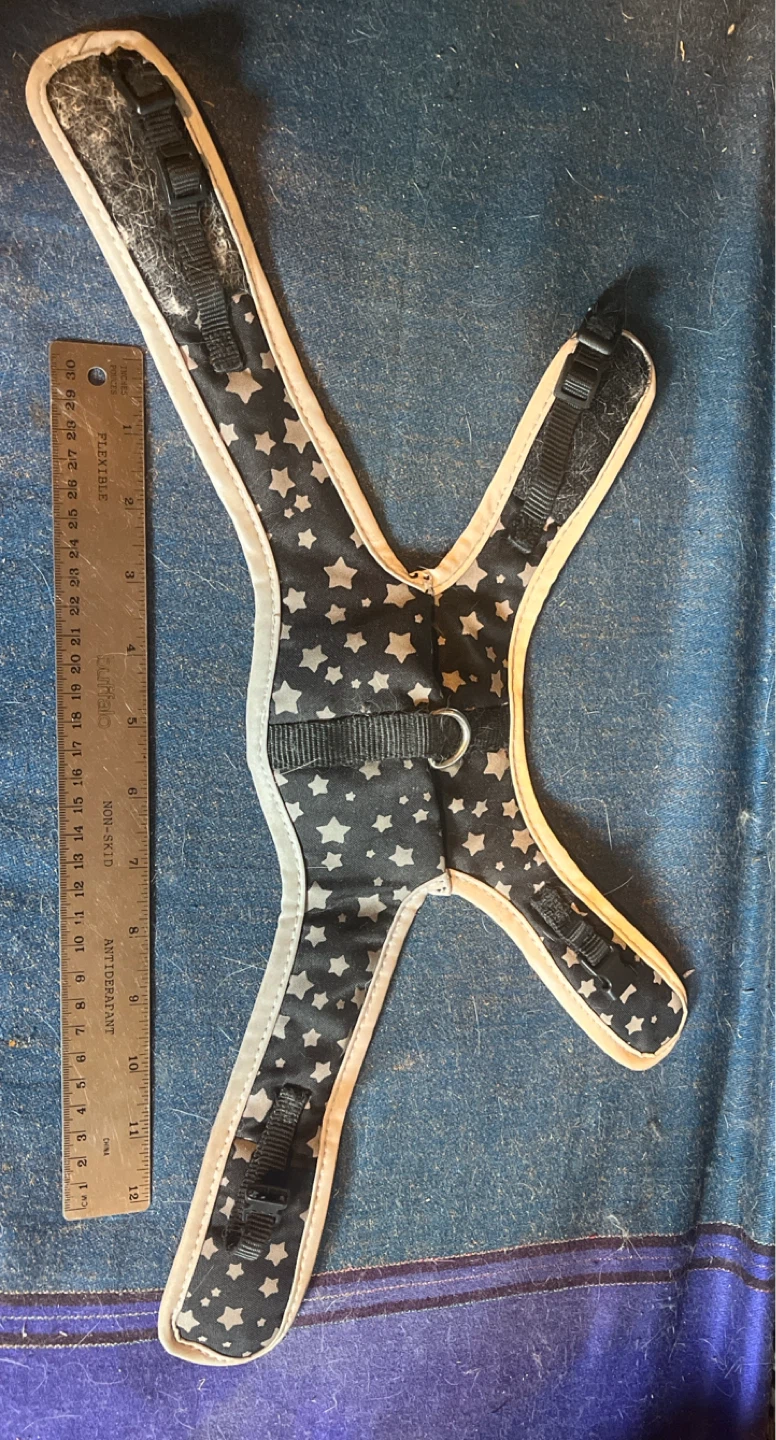 Small Cat Harness - Black with Stars Pattern