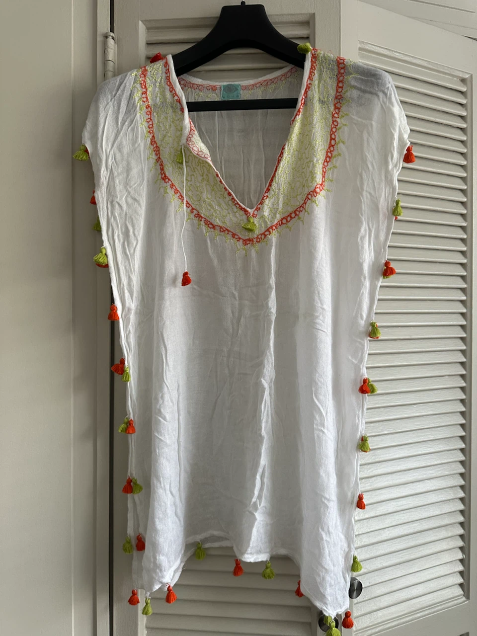 White Tunic Cover-up with Tassels