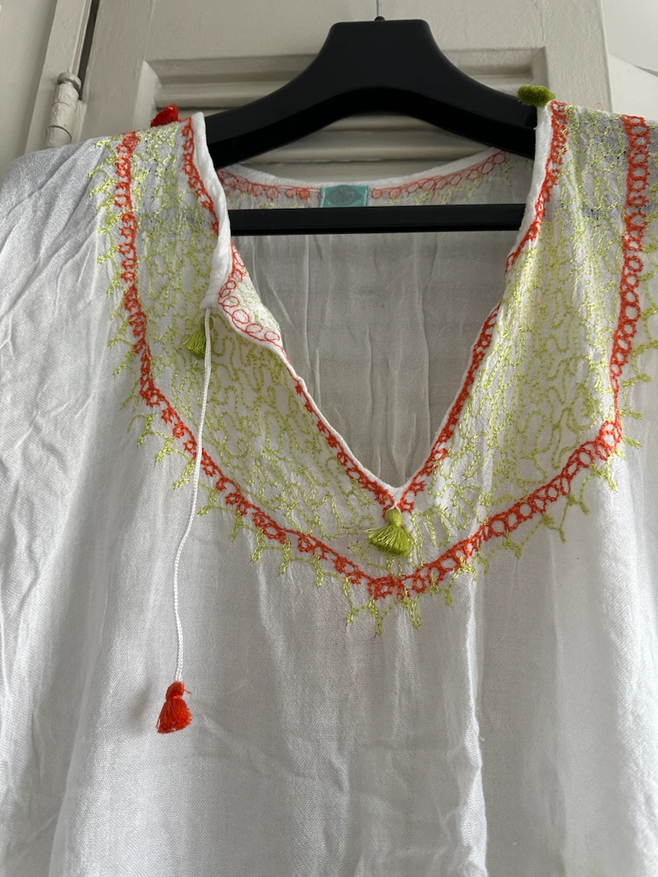 White Tunic Cover-up with Tassels - photo 2