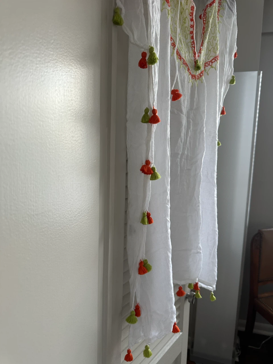 White Tunic Cover-up with Tassels - photo 4