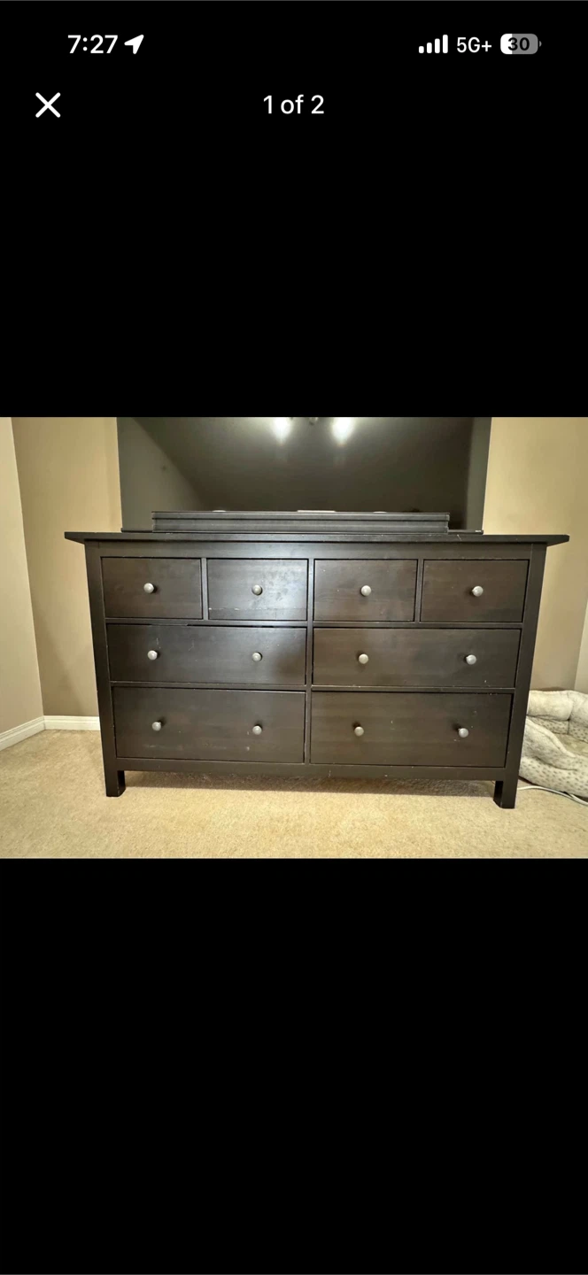Dark Brown Dresser with 8 Drawers - photo 2