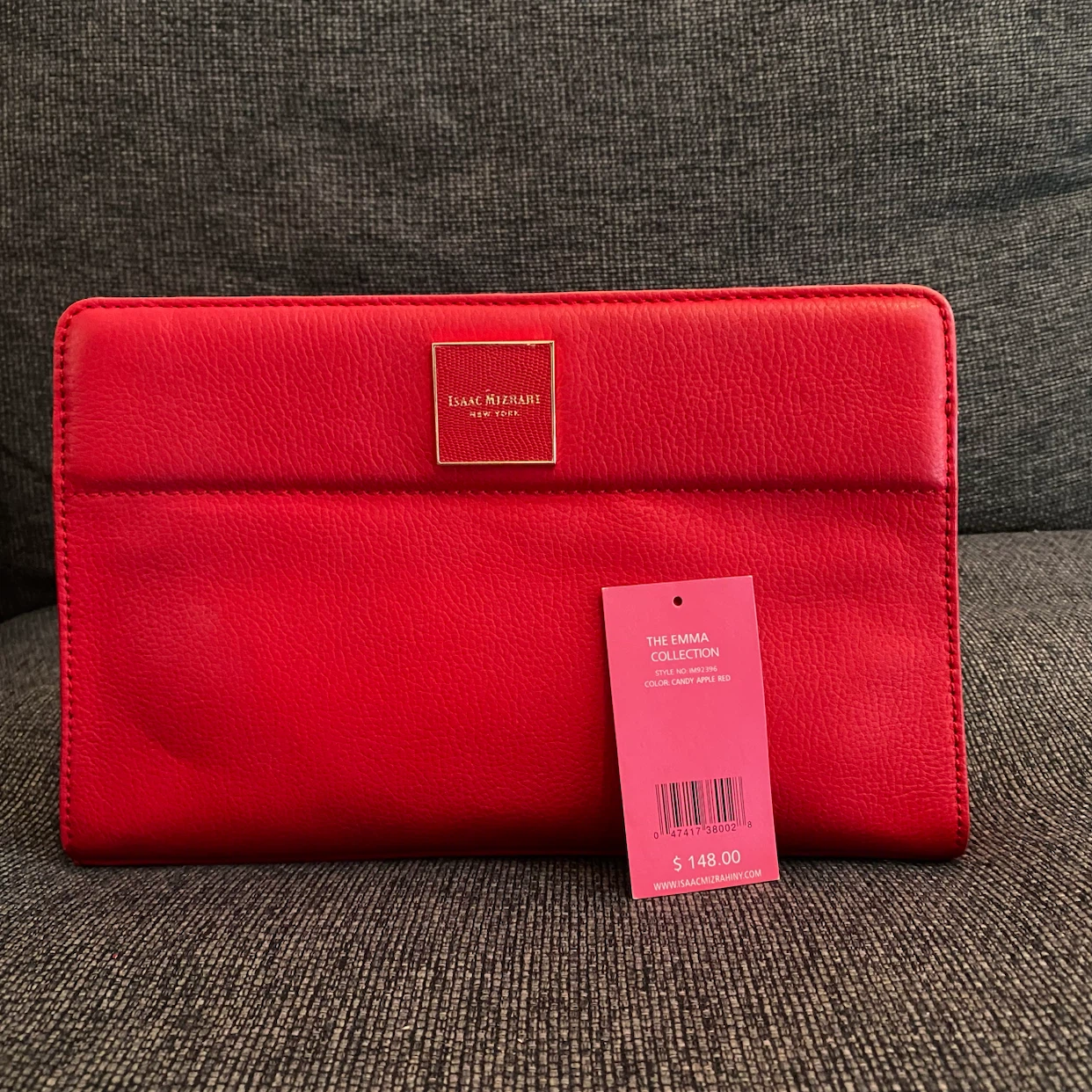 Isaac Mizrahi Red Leather Clutch Purse Bag