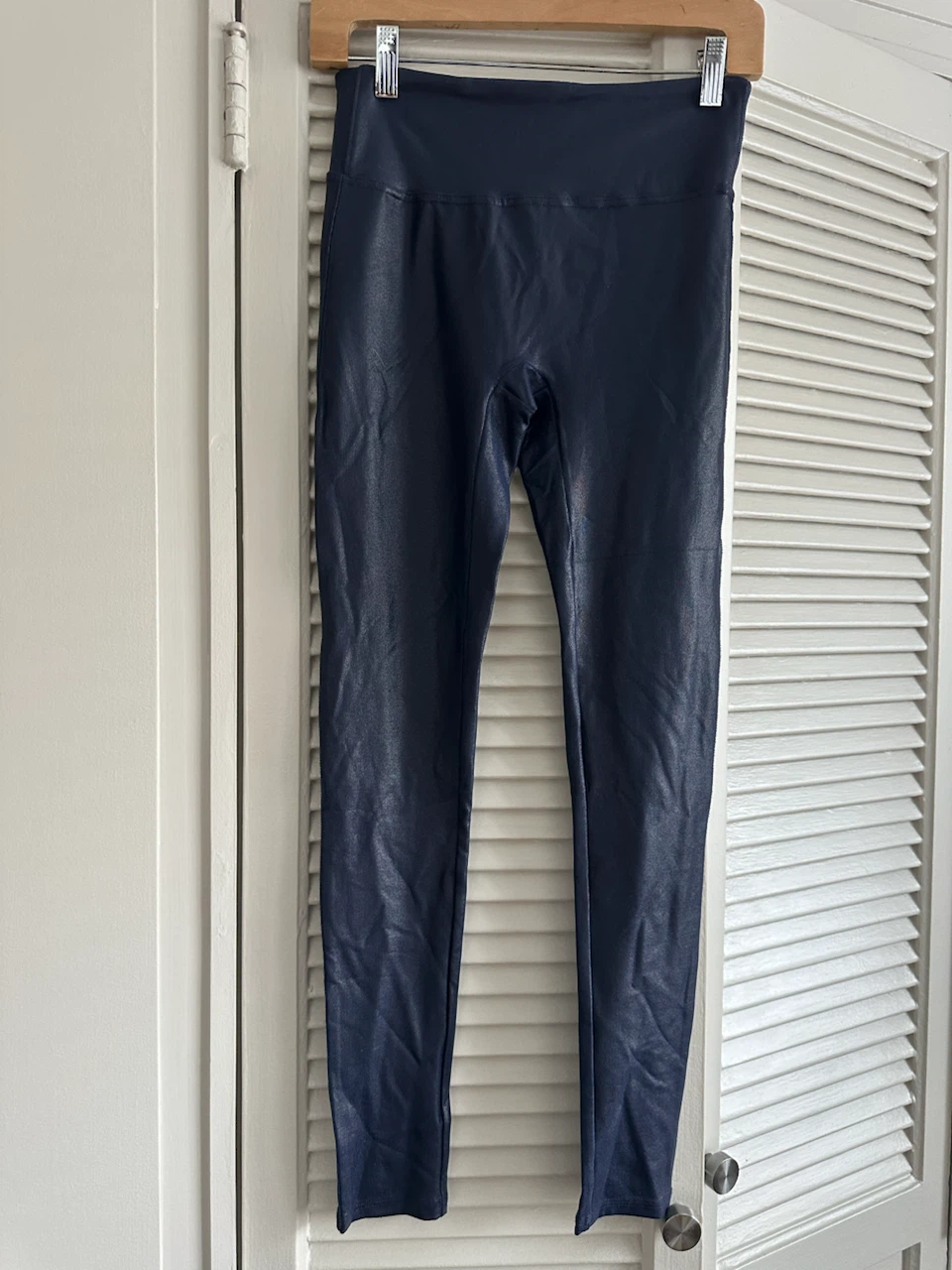 Navy Faux Leather Leggings Size S