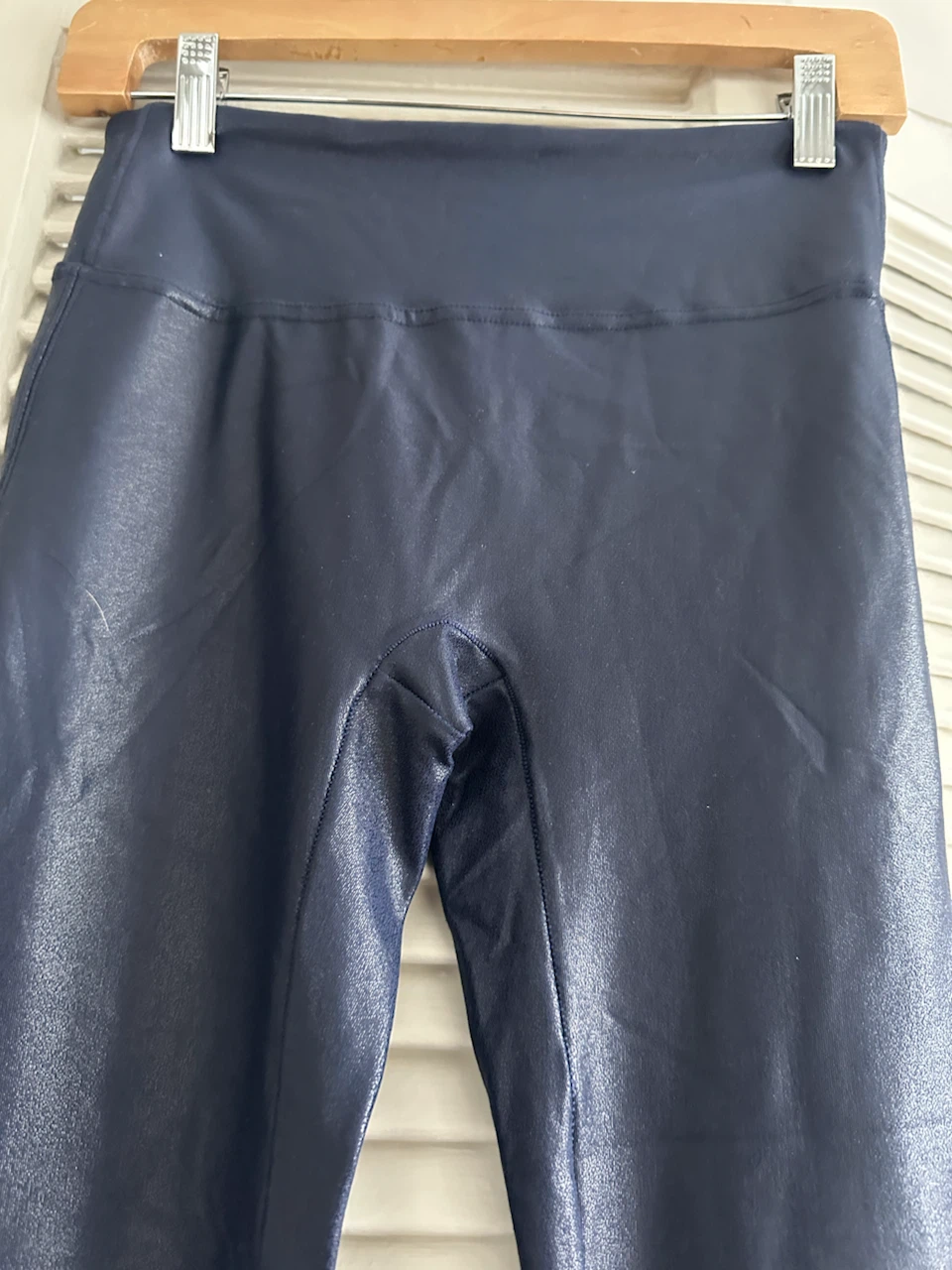Navy Faux Leather Leggings Size S - photo 3