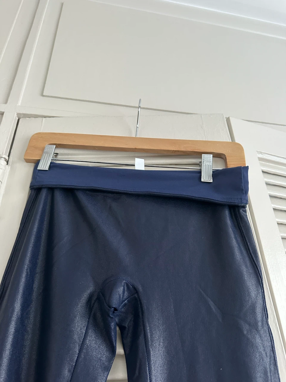 Navy Faux Leather Leggings Size S - photo 4