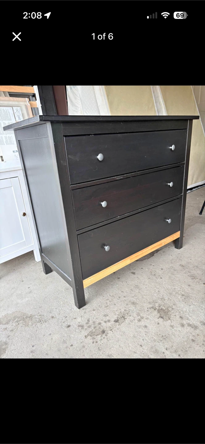 Black 3-Drawer Dresser - photo 2