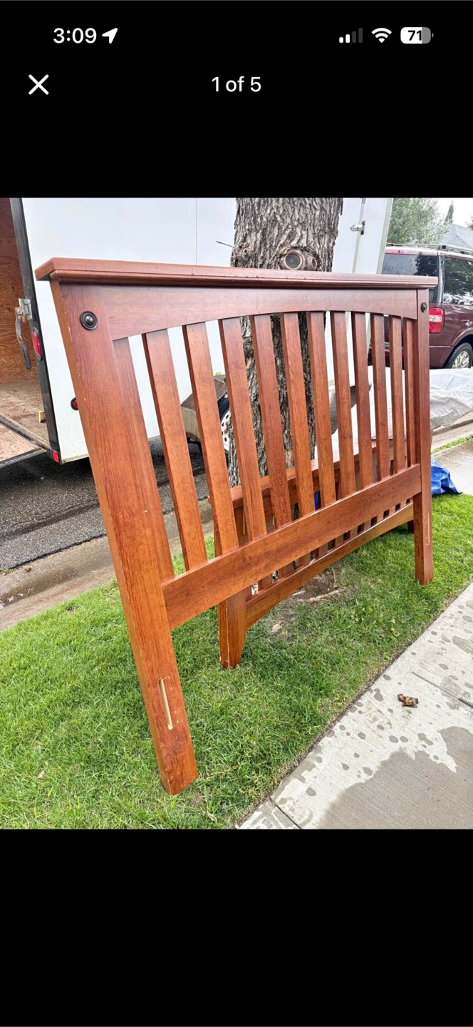 Queen Wooden Bed Frame and Mattress