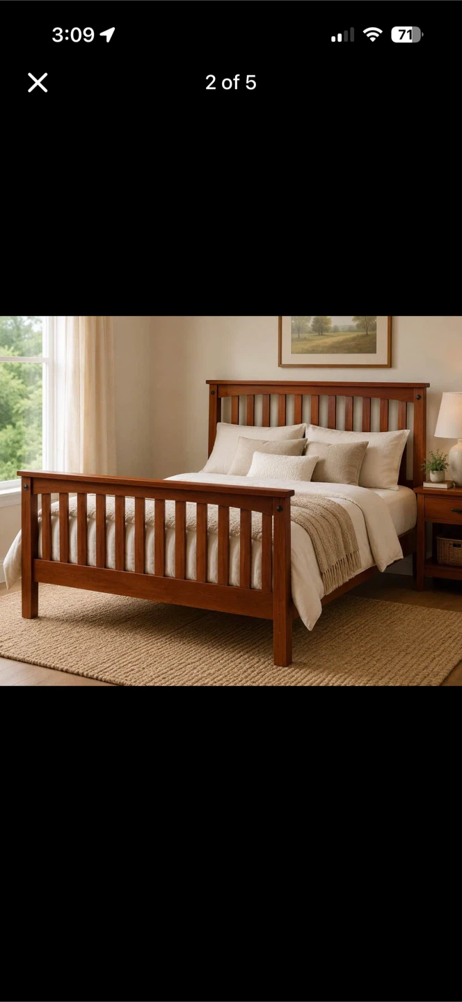 Queen Wooden Bed Frame and Mattress - photo 2