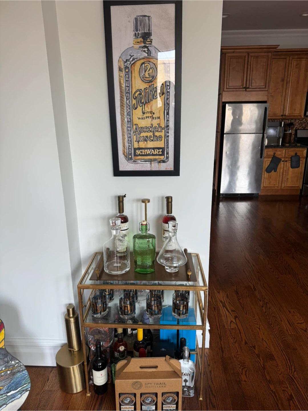 Gold Bar Table with tray and Art Work - photo 2