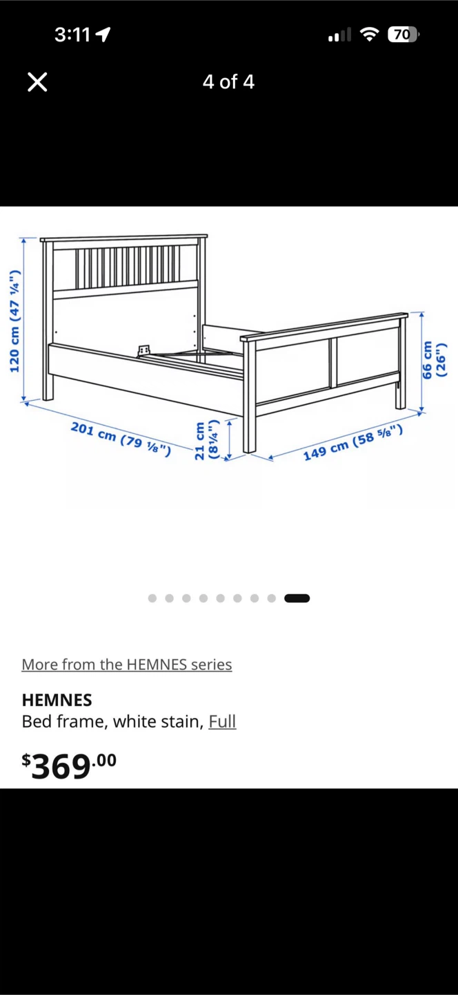 IKEA HEMNES Bed Frame - Brown Stain - Full Size - photo 5
