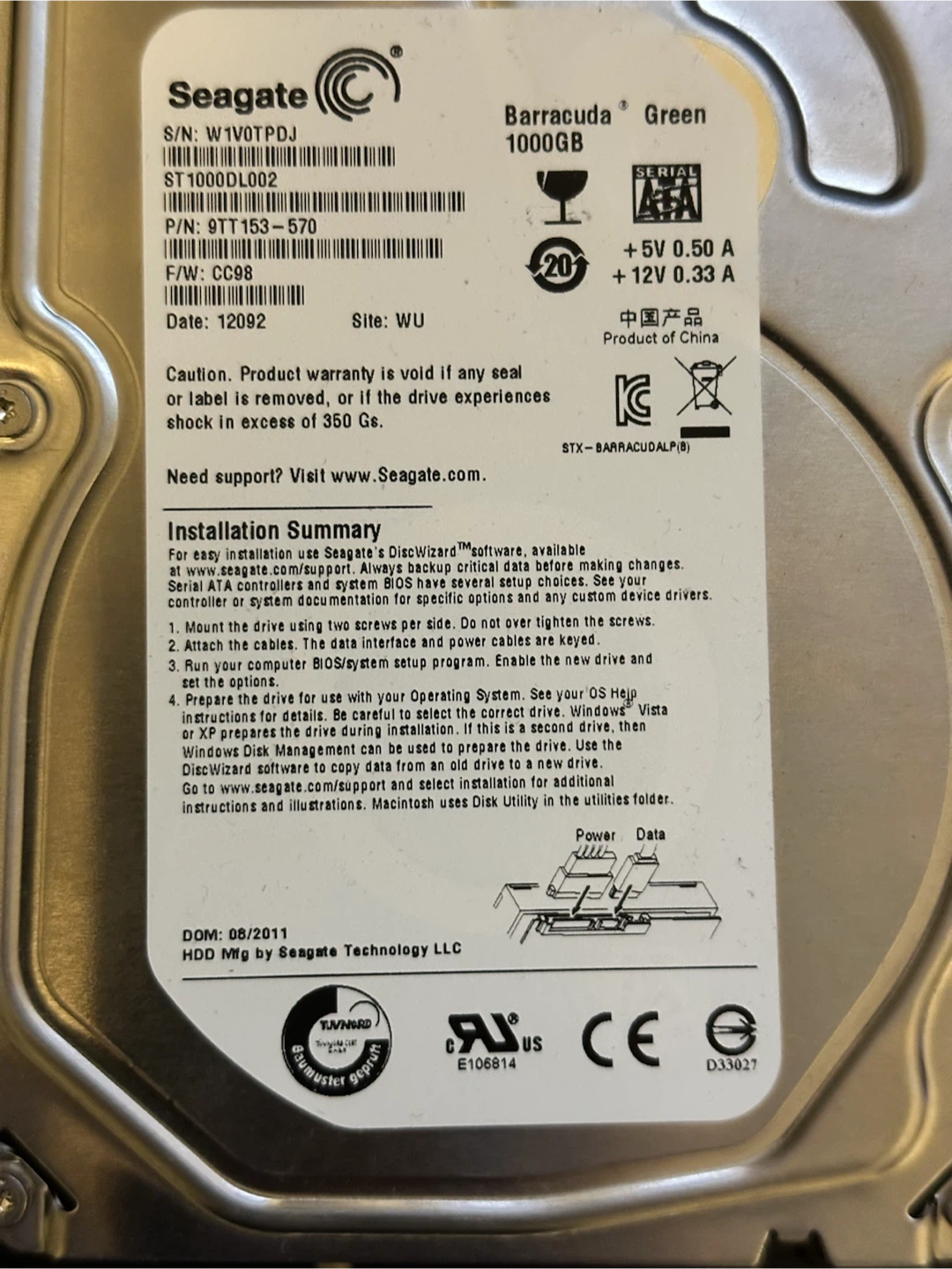 Seagate Barracuda 1000GB Hard Drive
