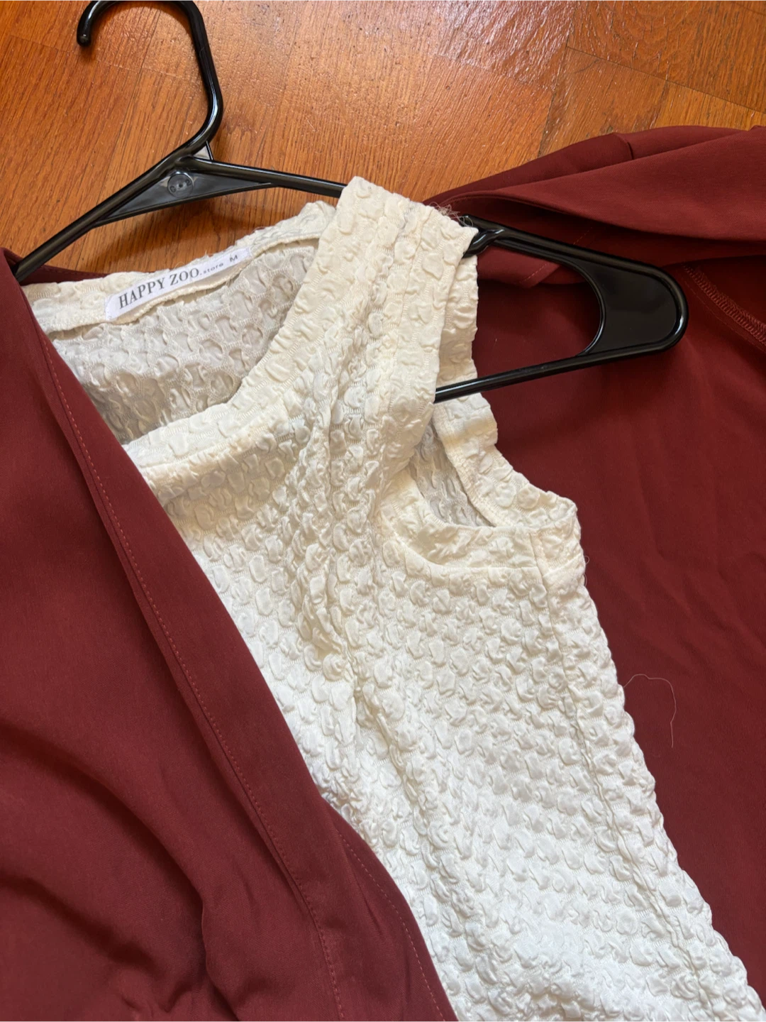 Happy Zoo cream textured top & rust cardigan - photo 2