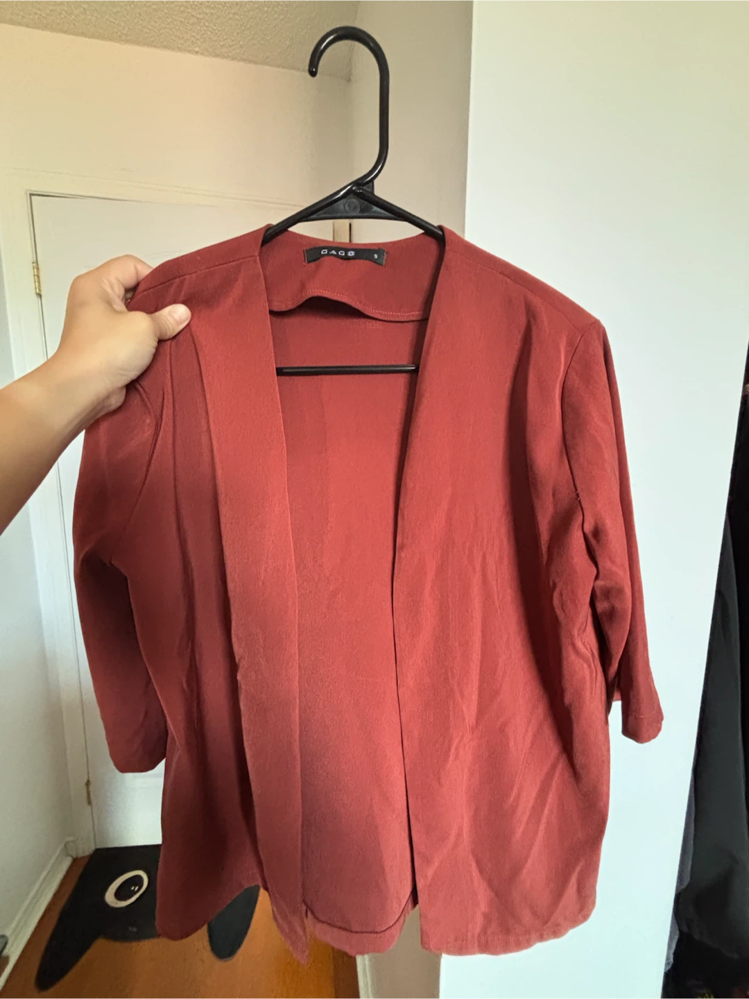 Happy Zoo cream textured top & rust cardigan - photo 3
