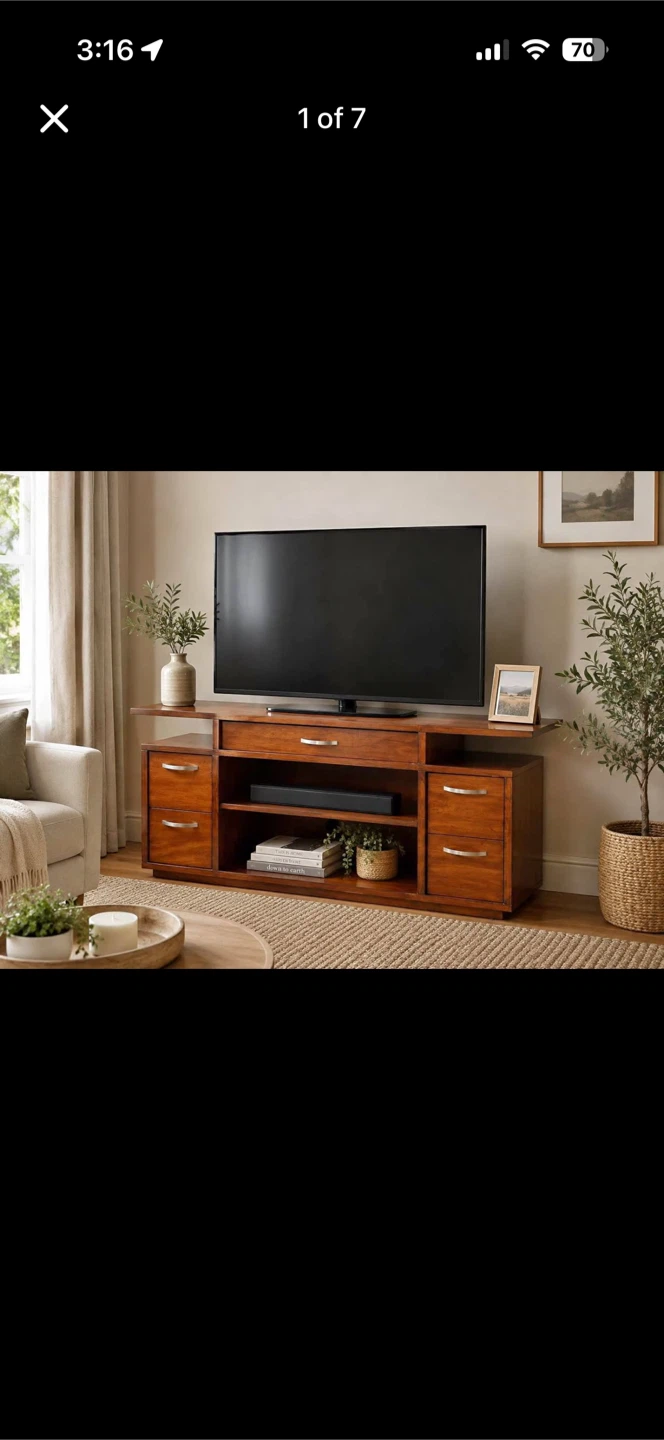 Wooden Media Console with Drawers