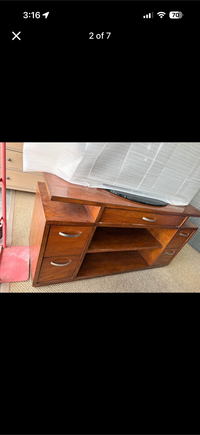 Wooden Media Console with Drawers - photo 2
