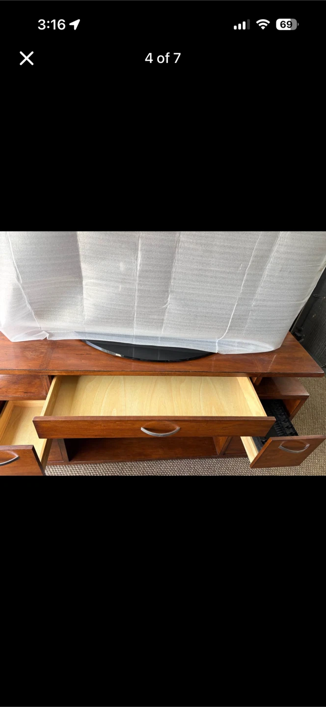 Wooden Media Console with Drawers - photo 4