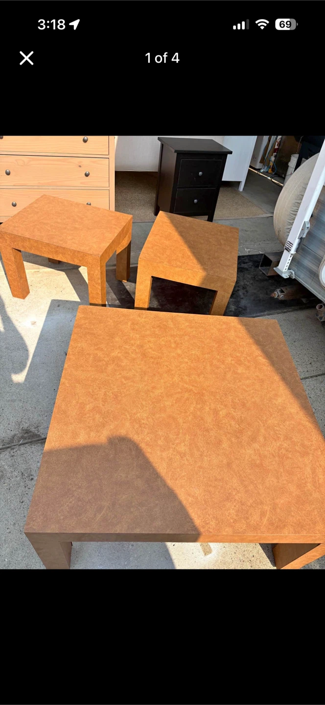 Square Coffee Table and Side Tables Set - photo 2