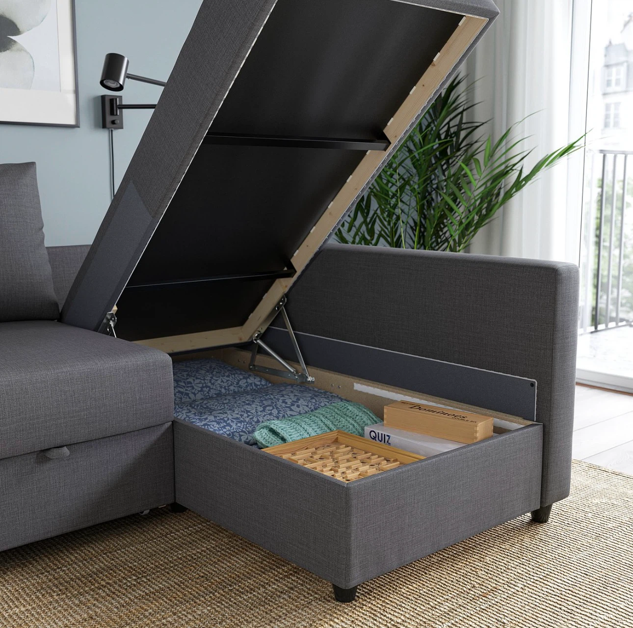 Gray Sectional Sofa Bed with Storage - photo 2