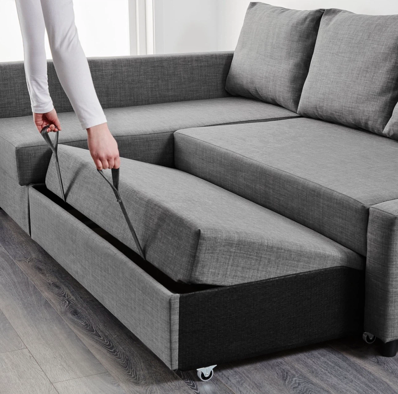 Gray Sectional Sofa Bed with Storage - photo 4
