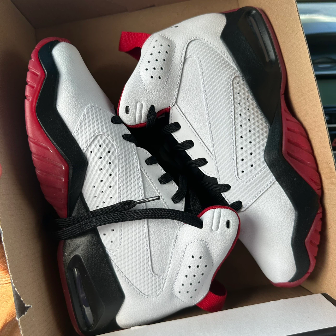 White and Red Jordan Sneakers
