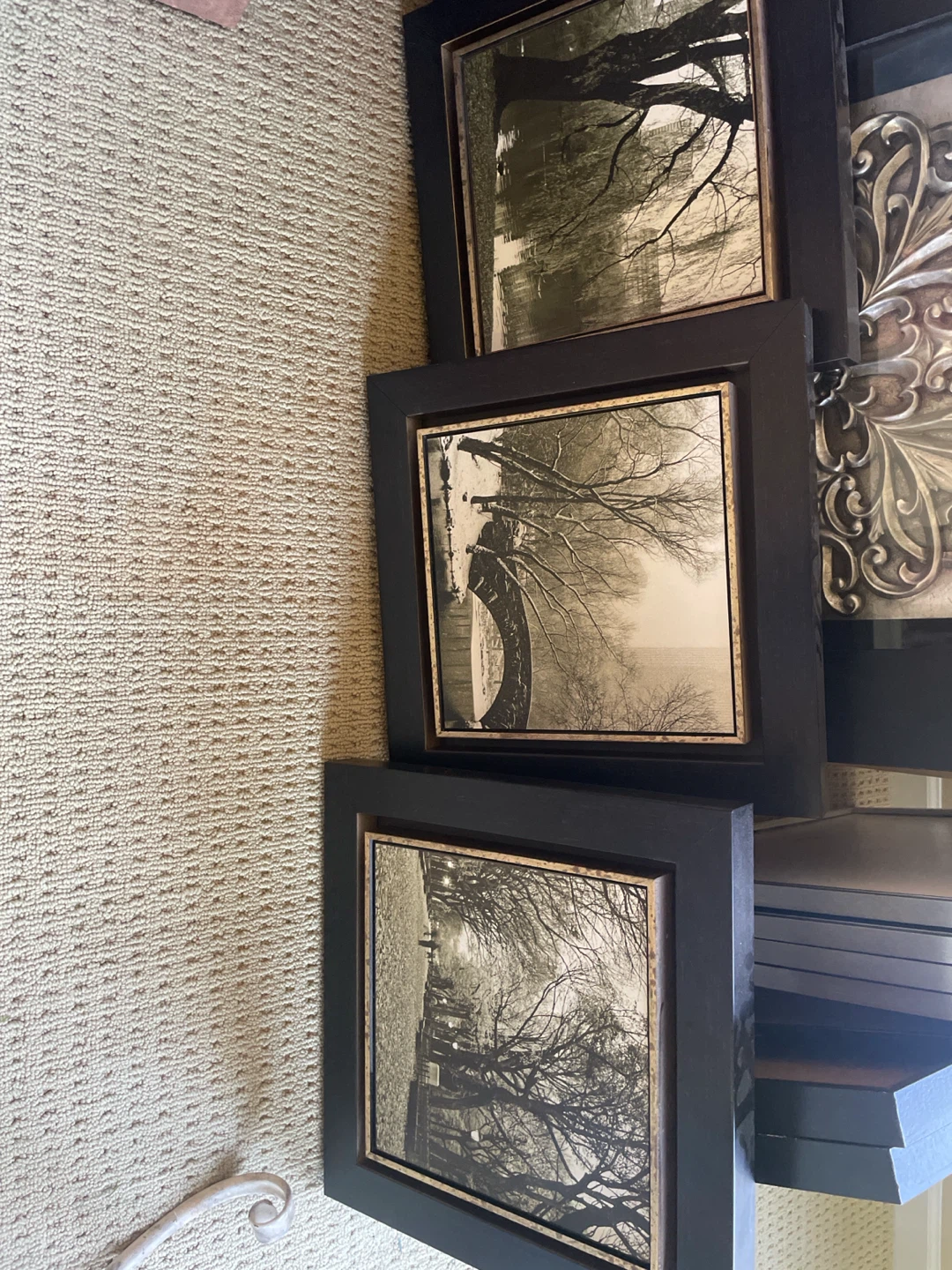 Framed Black and White Tree Artwork Set - photo 3