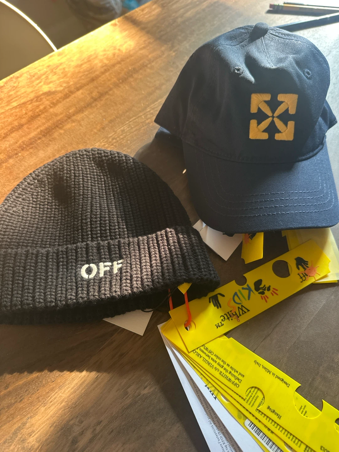 Off-White Beanie and Baseball Cap Set