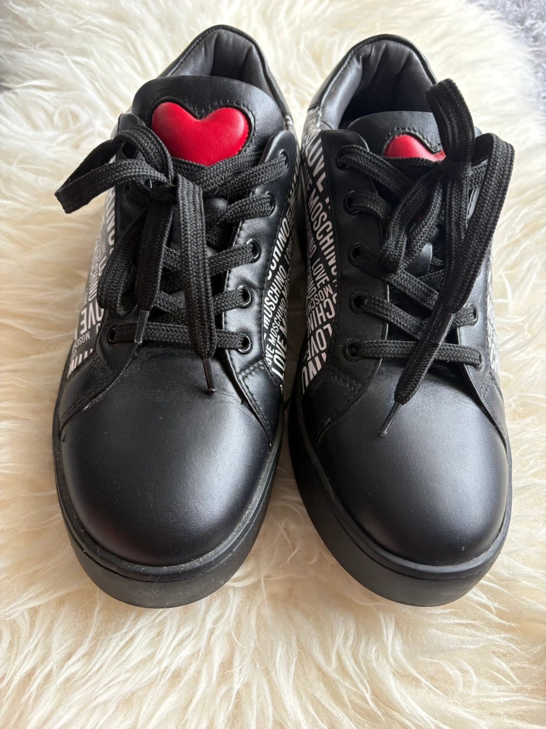 Love Moschino Black Sneakers with Red Hearts - photo 2
