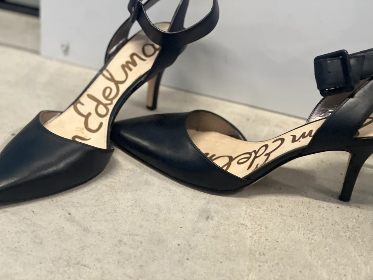 Sam Edelman Black Leather Heels with Ankle Strap