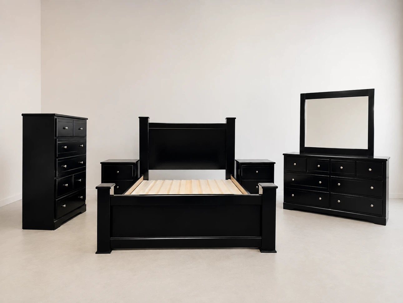 Complete King-Size Black Bedroom Furniture Set