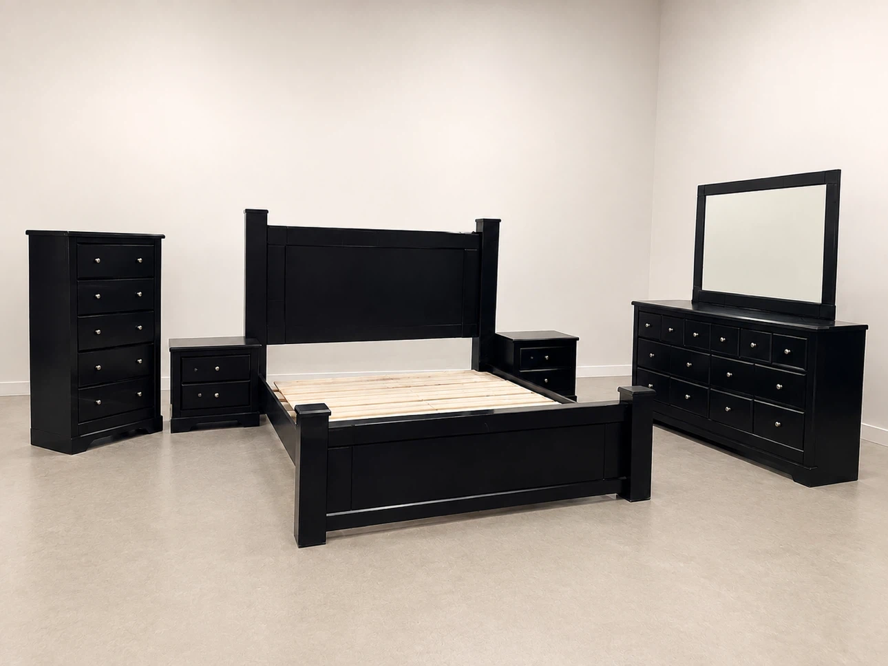 Complete King-Size Black Bedroom Furniture Set - photo 2