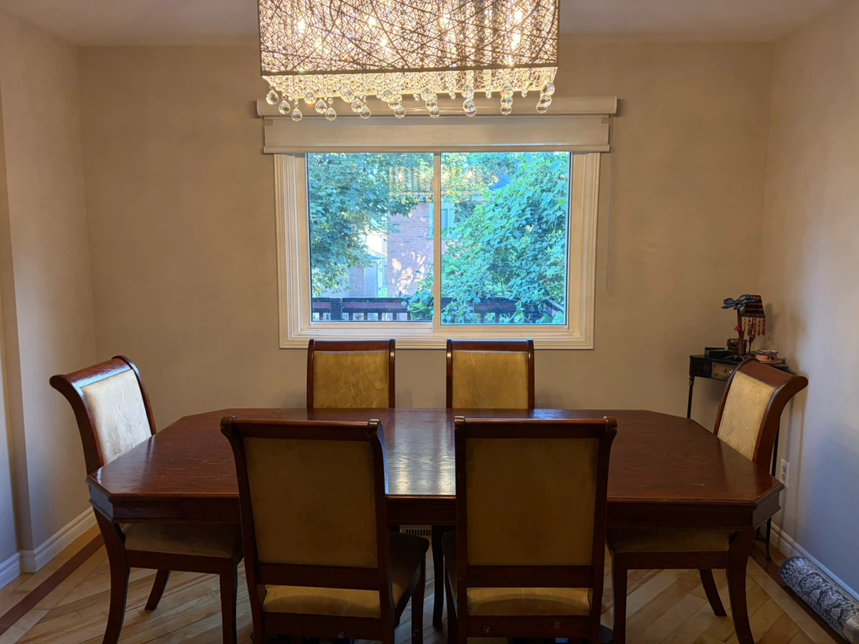 Dining set, Cherry red rectangular table with 6 chairs