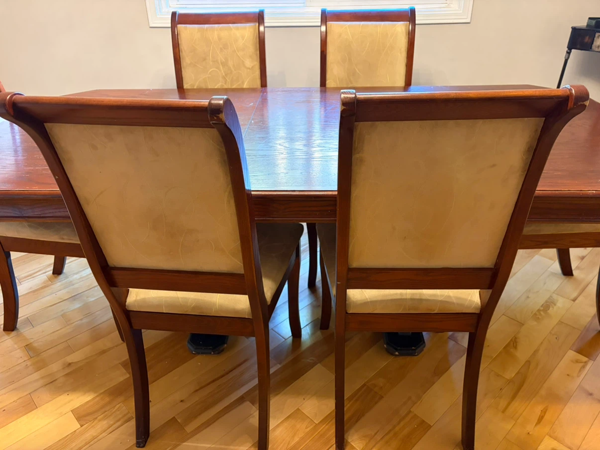 Dining set, Cherry red rectangular table with 6 chairs - photo 2