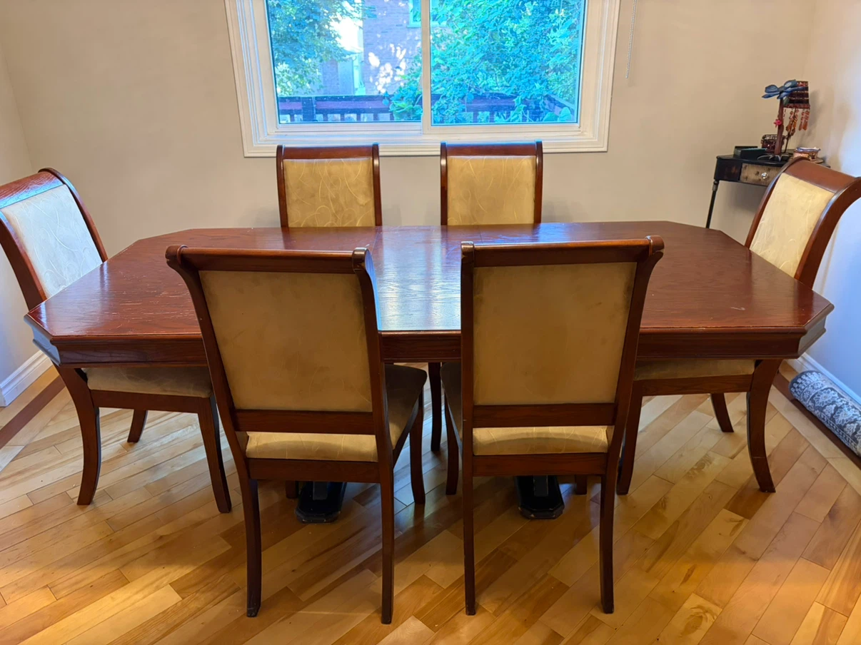 Dining set, Cherry red rectangular table with 6 chairs - photo 3