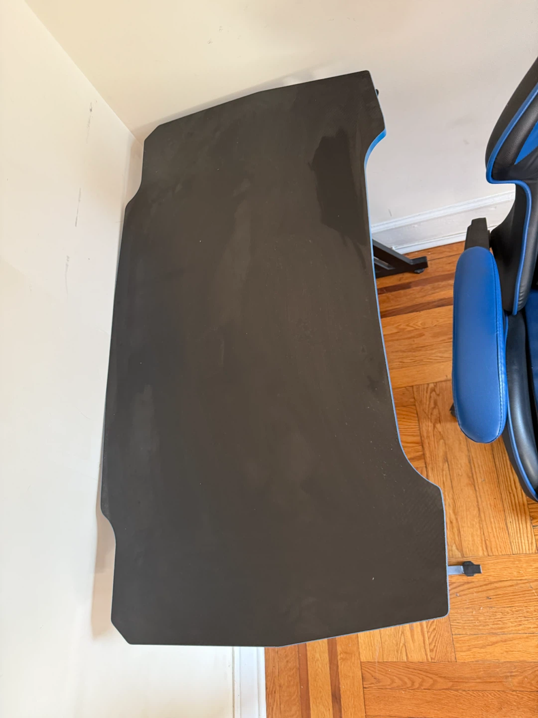 Black Gaming Desk with Blue Trim - photo 3