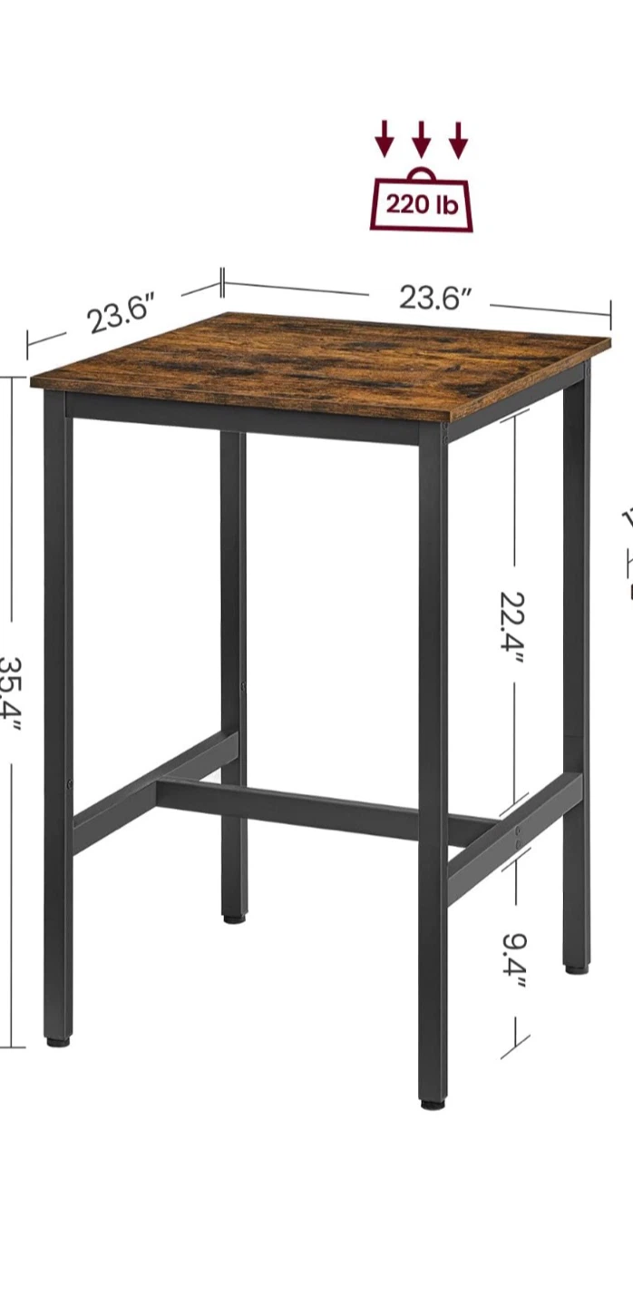 Industrial Style Bar Table - Rustic top
