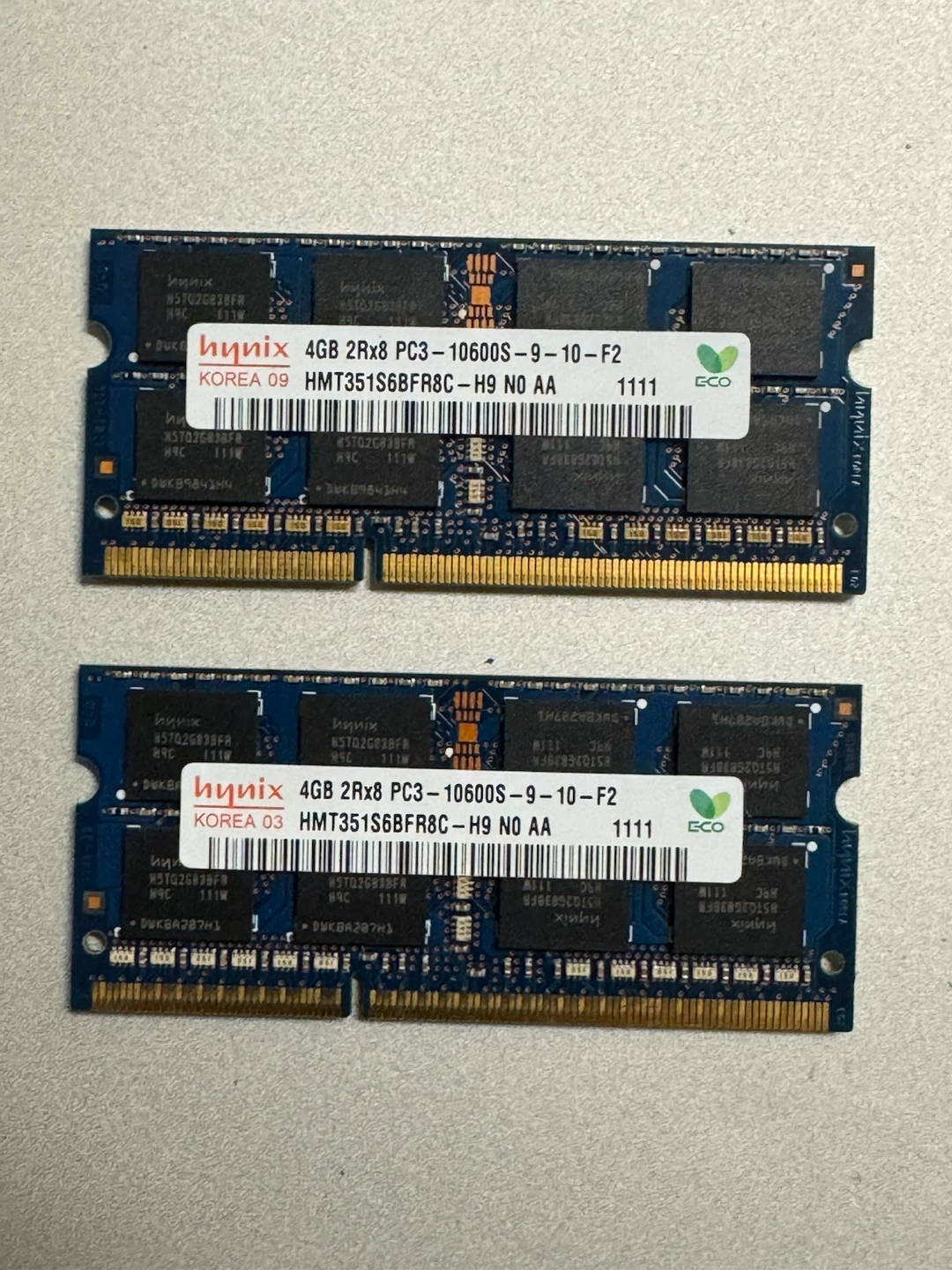 Hynix 4GB DDR3 PC3-10600S RAM Modules (2x)